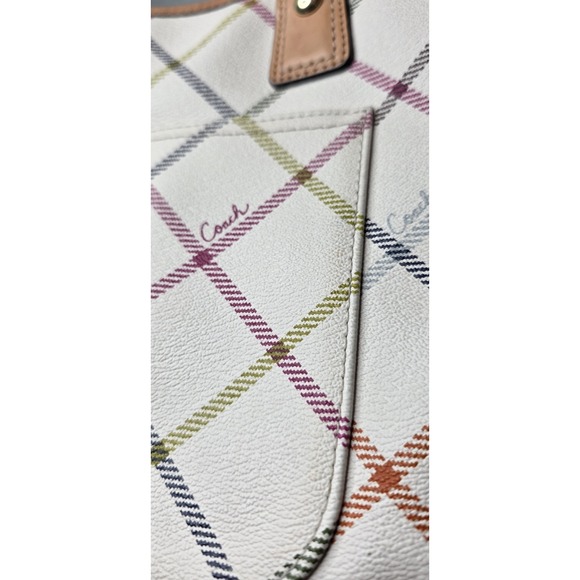COACH Heritage Tattersall Signature Plaid Off-White Shoulder F23075 - Picture 14 of 15
